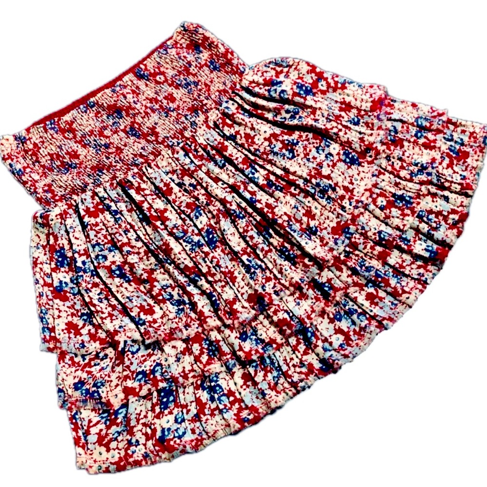 Vintage Free People Strapless Floral Tube Top/Skirt Tiered Front/Back Raw Hem - Picture 9 of 15